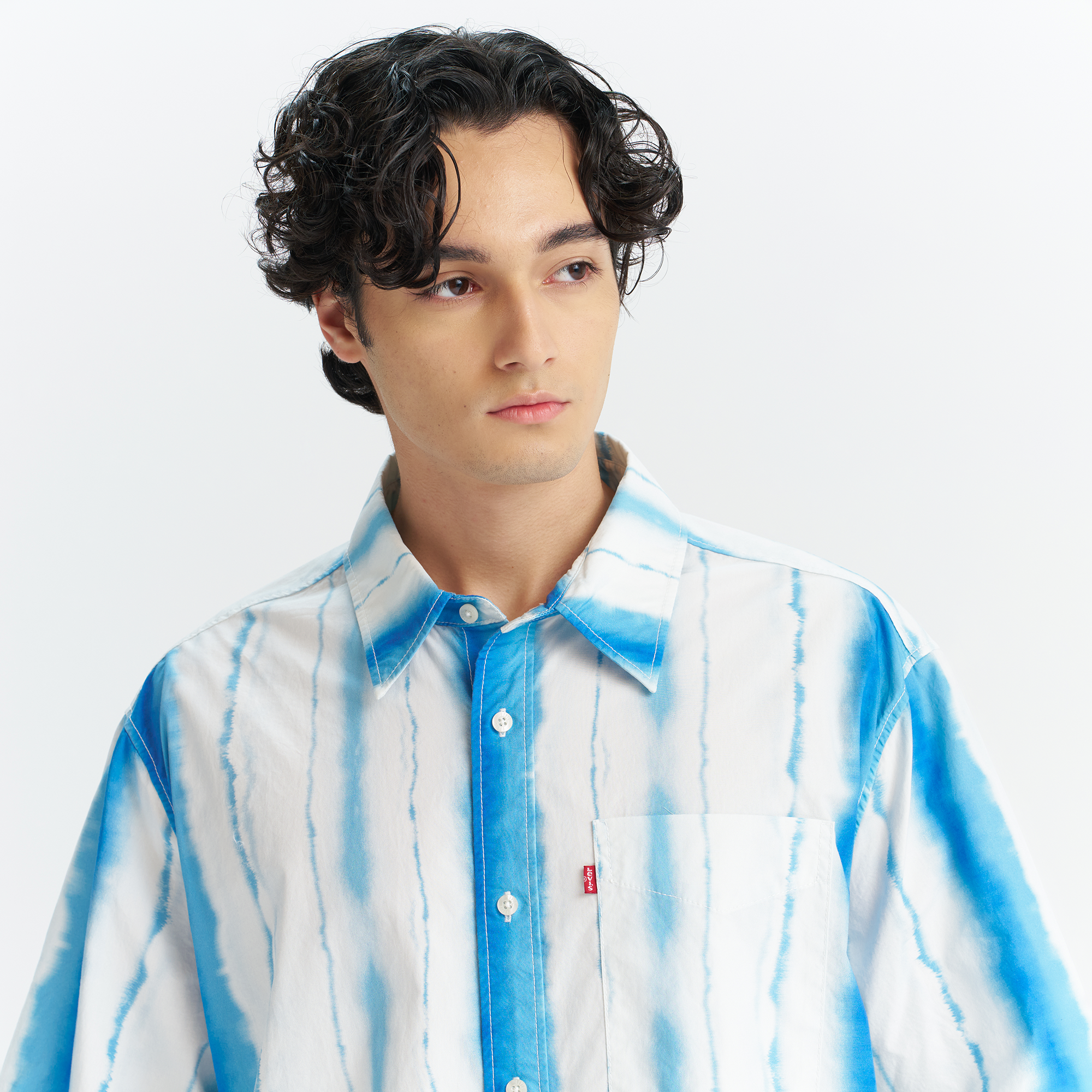 Levi's® Men's Short Sleeve Blue Stripe Shirt - Image 5