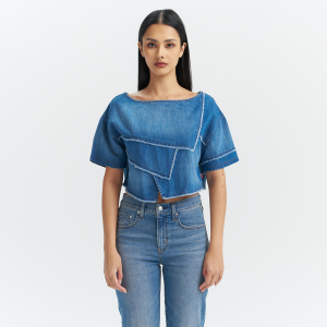 Levi's? Women's  Patchwork Design Denim Short Sleeve Top